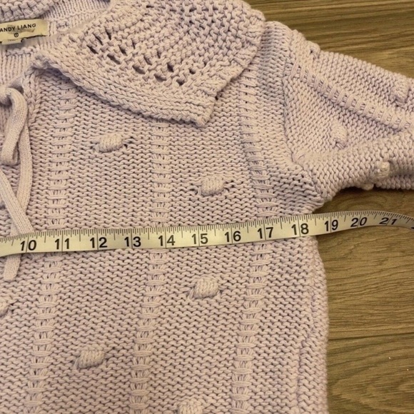 NEW Sandy Liang x Target Lilac Purple Pointelle Crochet Knit Pullover Sweater - Picture 6 of 9
